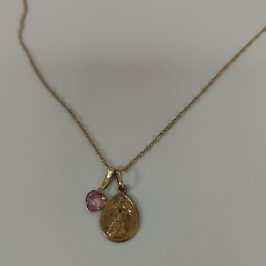 CADENA, DIJE, MEDALLA RELIGIOSA ORO 10 K 2.2 GRMS (SEMINUEVO)