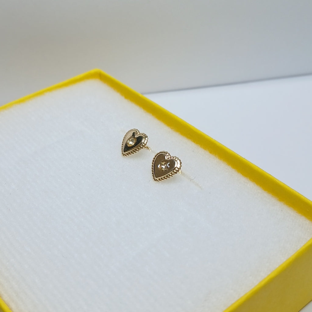 BROQUELES BROQUEL FIG CORAZON C CIRCONIA 14K 0.2614 GR (NUEVO)