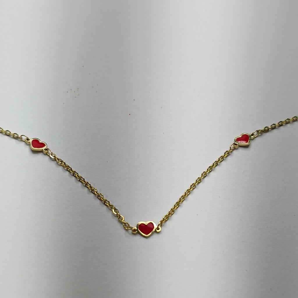 PULSERA ESPECIAL CON CORAZONES 14K 18 CM 1.4 GR (NUEVO)