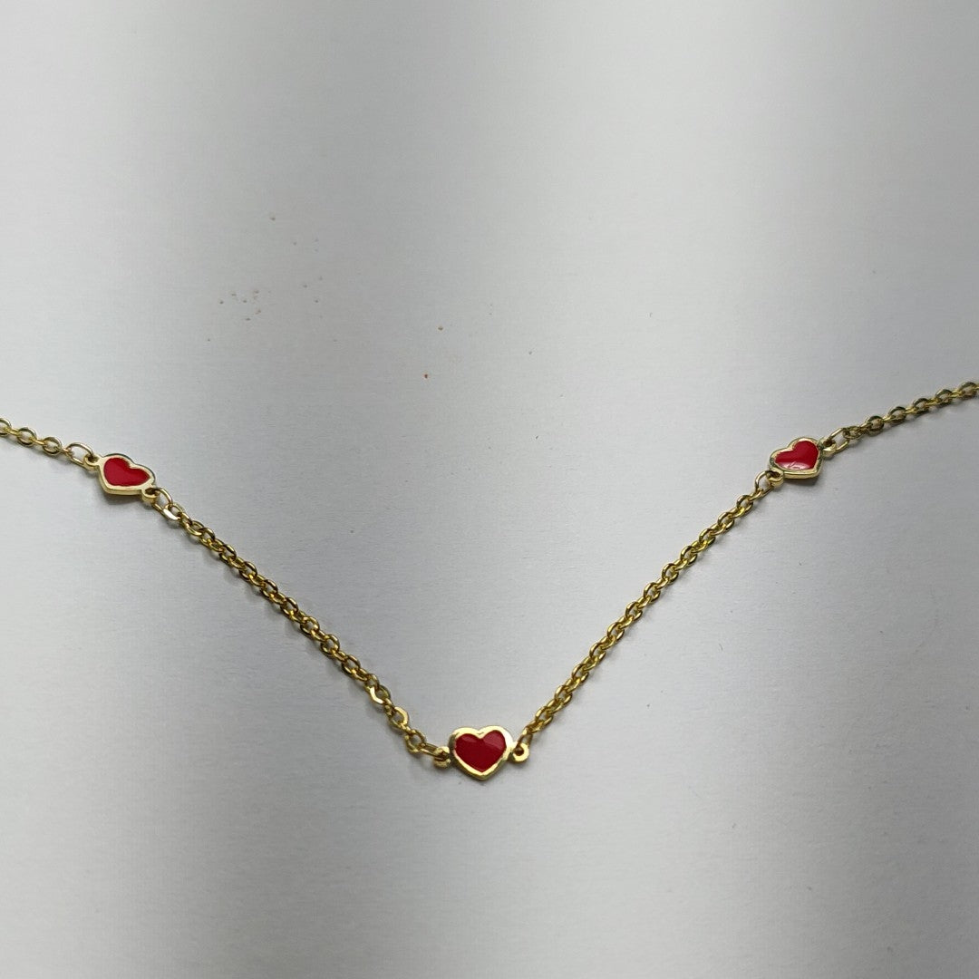 PULSERA ESPECIAL CON CORAZONES 14K 18 CM 1.4 GR (NUEVO)