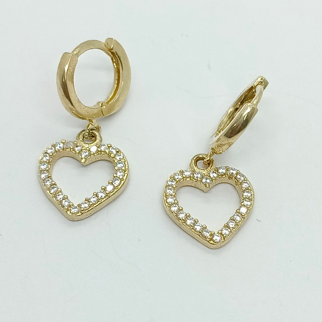 ARETES FIG CORAZON C CIRCONIAS 10K 2.6 GR (NUEVO)