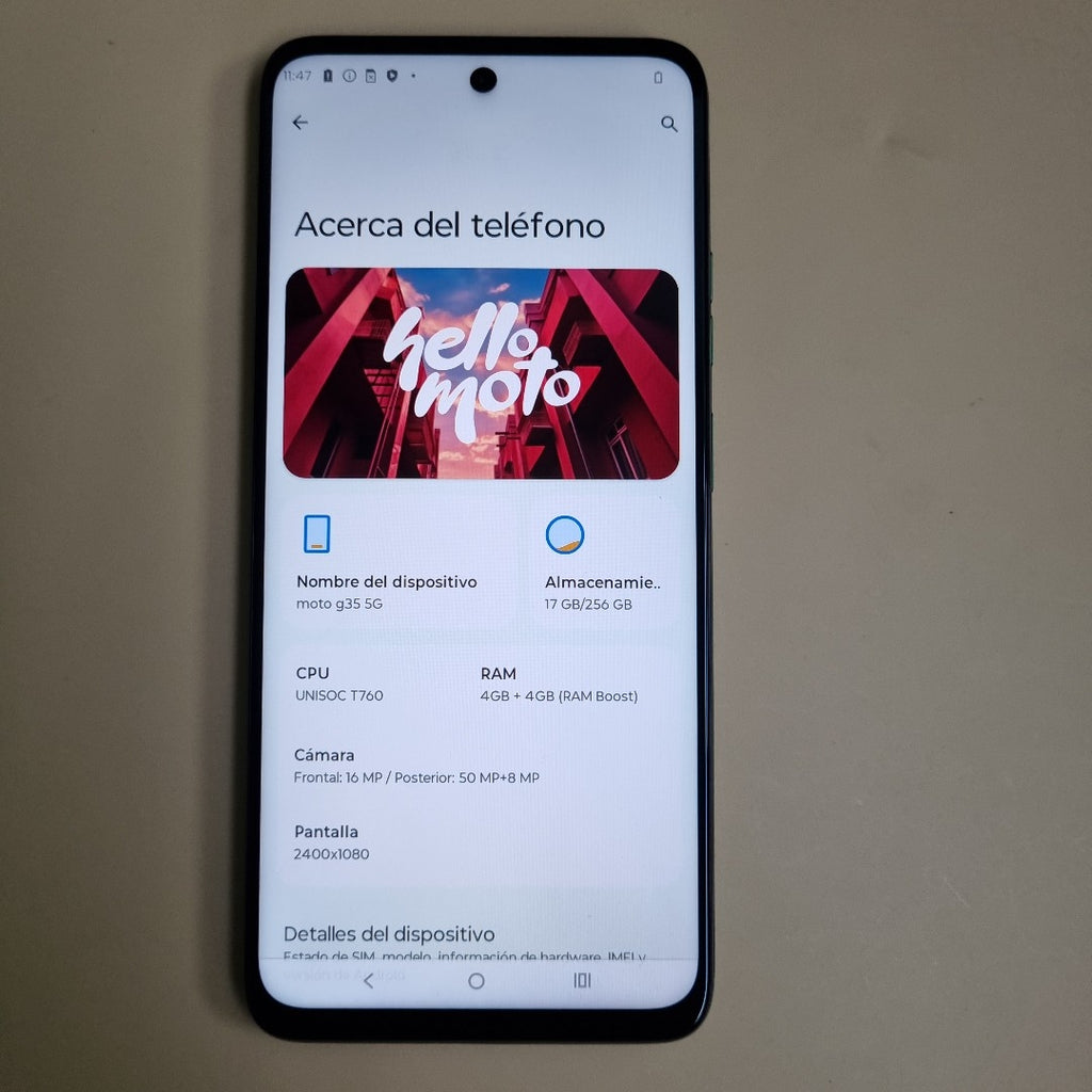 CELULAR MOTOROLA MOTO G35 5G XT2433-2 (2024) 256 GB 4 GB RAM (SEMINUEVO)
