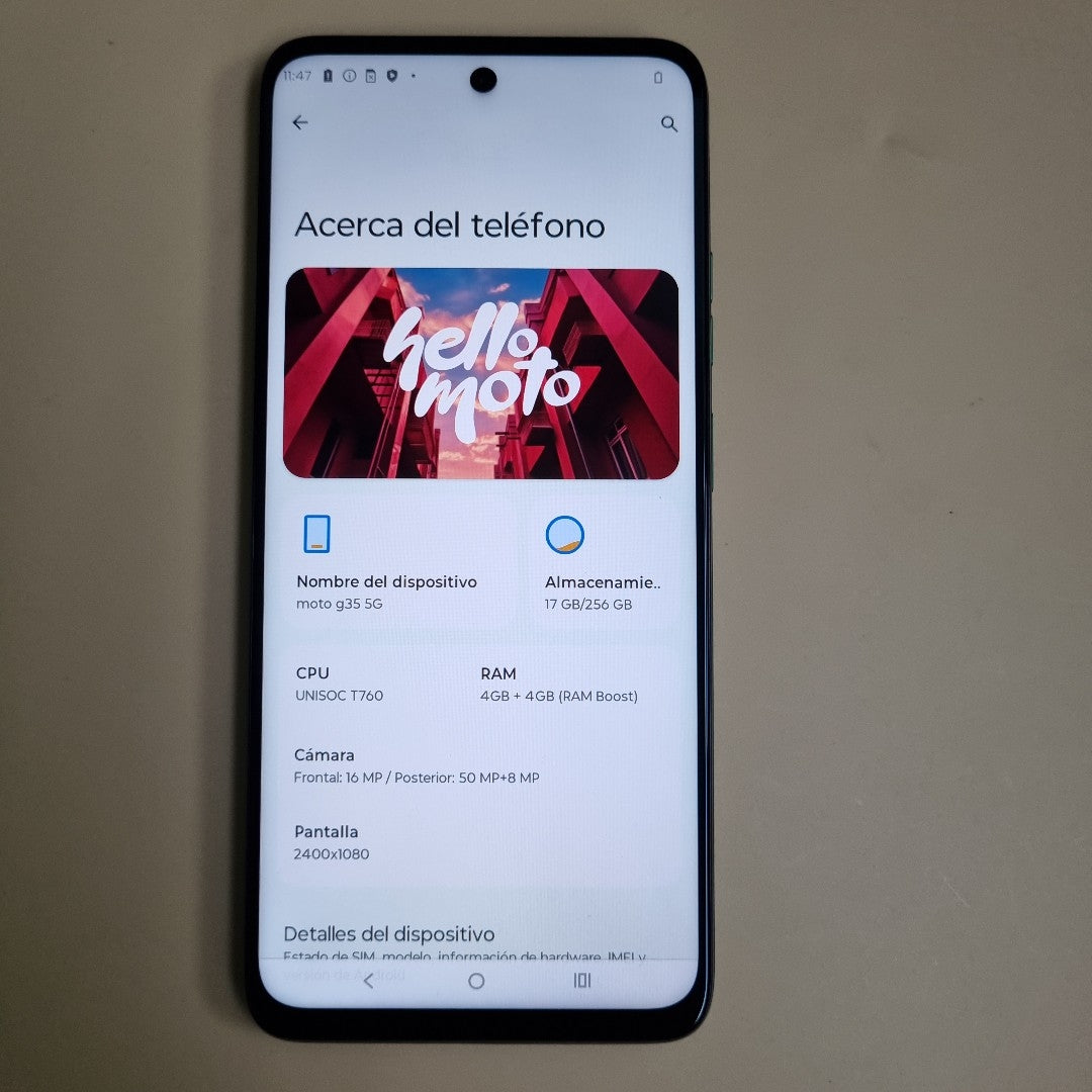 CELULAR MOTOROLA MOTO G35 5G XT2433-2 (2024) 256 GB 4 GB RAM (SEMINUEVO)