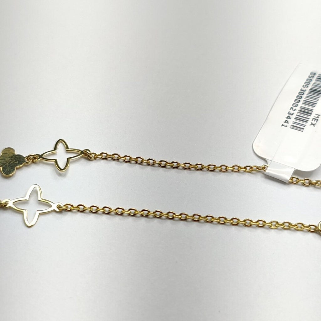PULSERA TEJIDO ESP CON TREBOL 14K 18 CM 1.5 GR (NUEVO)