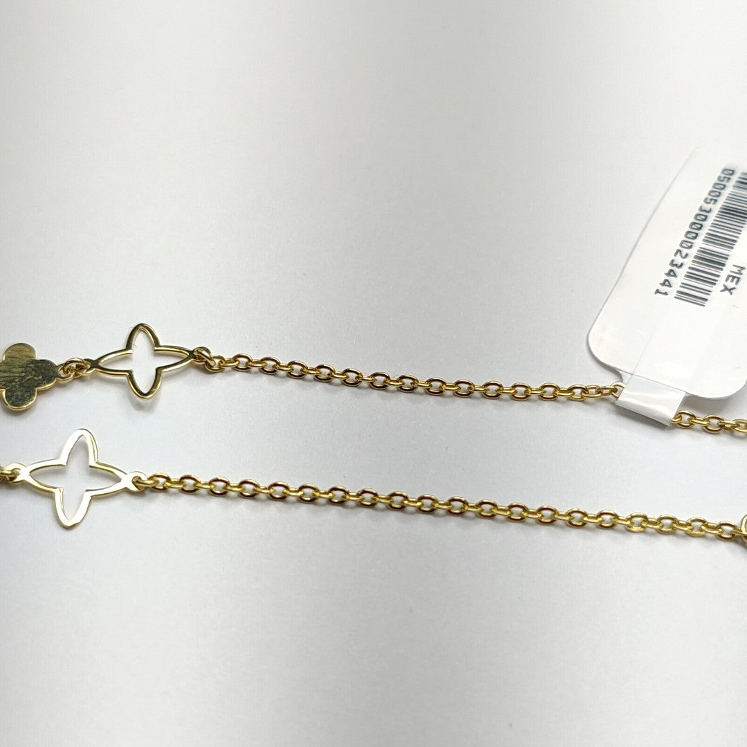 PULSERA TEJIDO ESP CON TREBOL 14K 18 CM 1.5 GR (NUEVO)