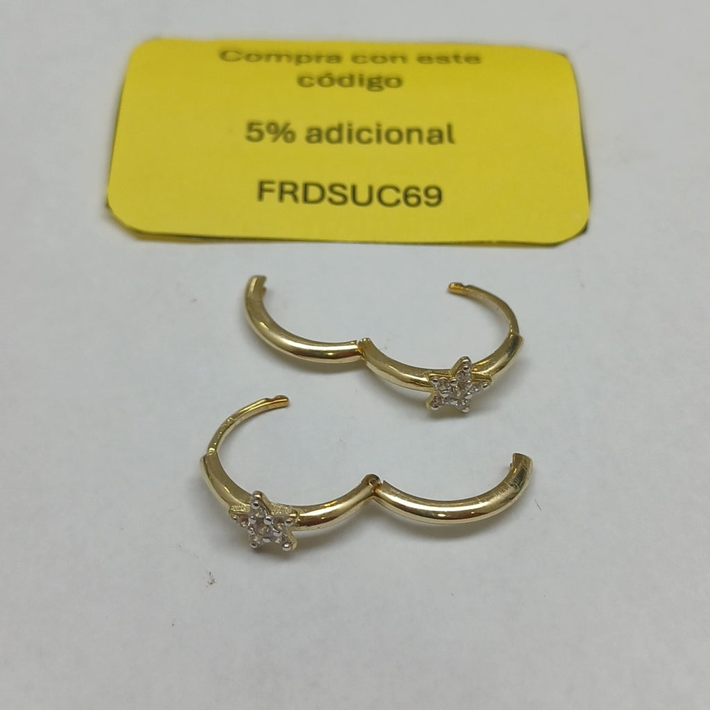 ARETES ARRACADAS FIG ESTRELLA CIRCONIAS 10K 1.6 GR (NUEVO)