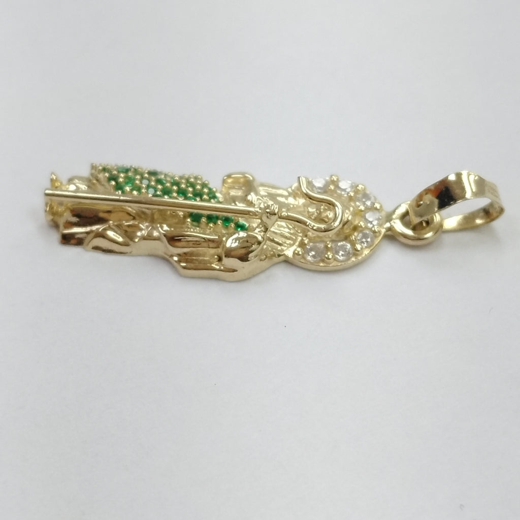 DIJE SAN JUDAS CON PIEDRAS DE COLOR 14K 1.7 GR (NUEVO)