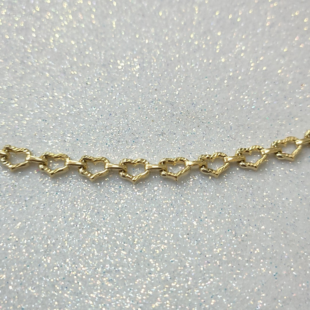 PULSERA ESPECIAL CON CORAZONES 14K 18 CM 4.2 GR (NUEVO)