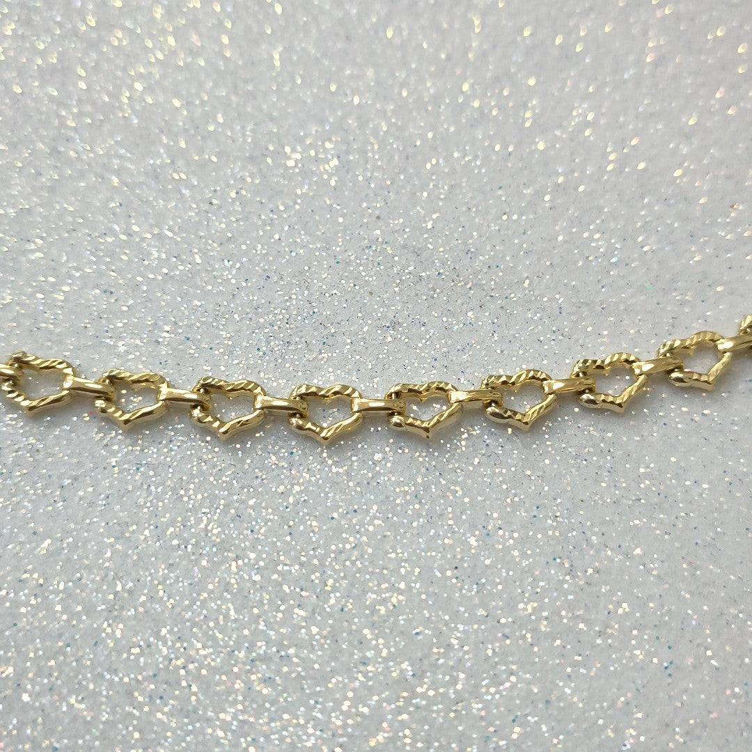 PULSERA ESPECIAL CON CORAZONES 14K 18 CM 4.2 GR (NUEVO)