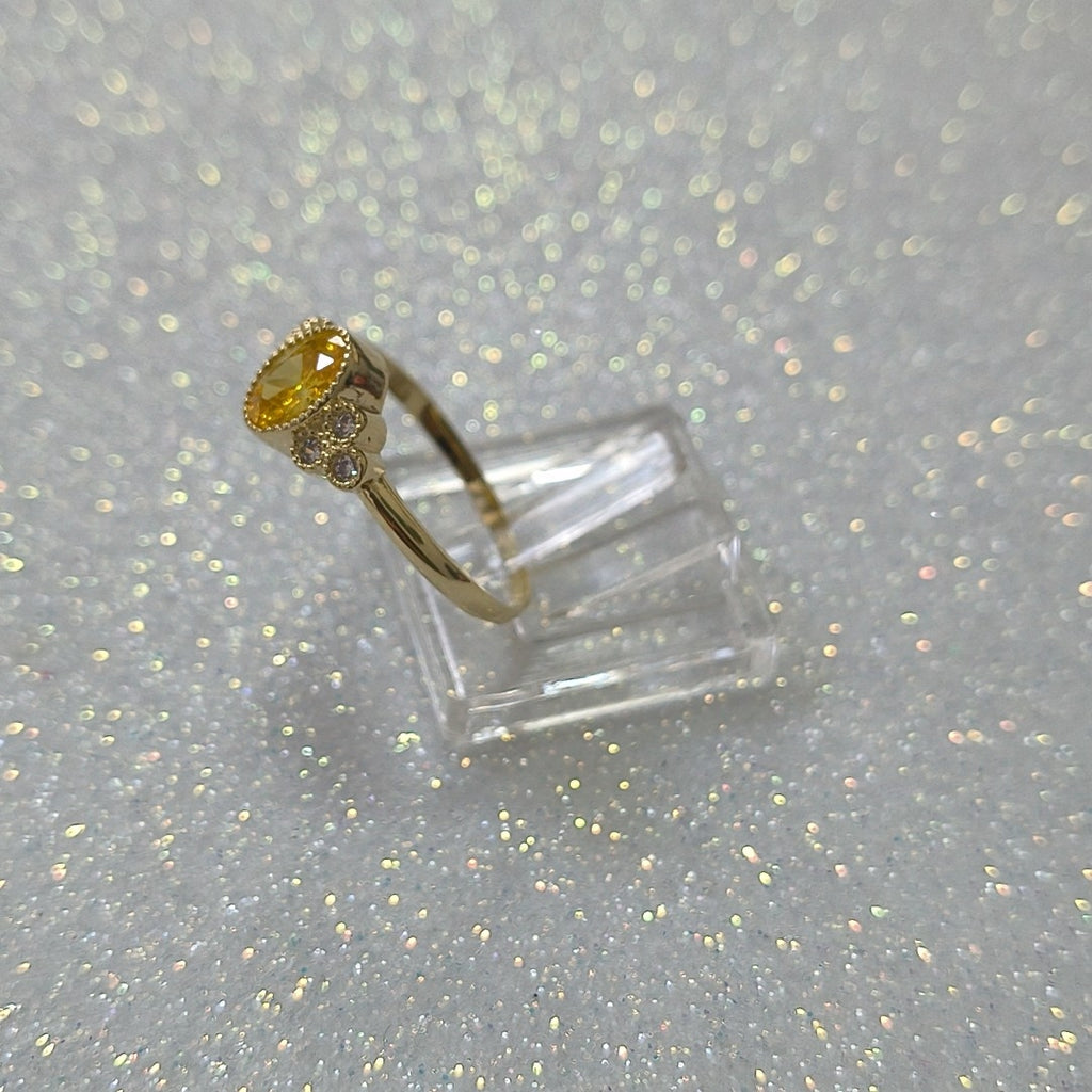 ANILLOS CON CIRCONIAS Y PIEDRA DE COLOR 14K TALLA 8 1.7 GR (NUEVO)