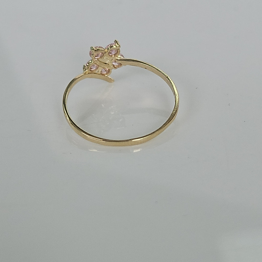ANILLOS FIG FLOR CON PDRAS COL ROSA 14K TALLA 8 1 GR (NUEVO)