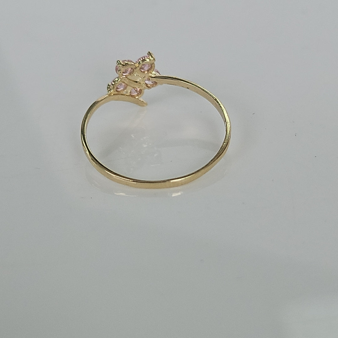 ANILLOS FIG FLOR CON PDRAS COL ROSA 14K TALLA 8 1 GR (NUEVO)
