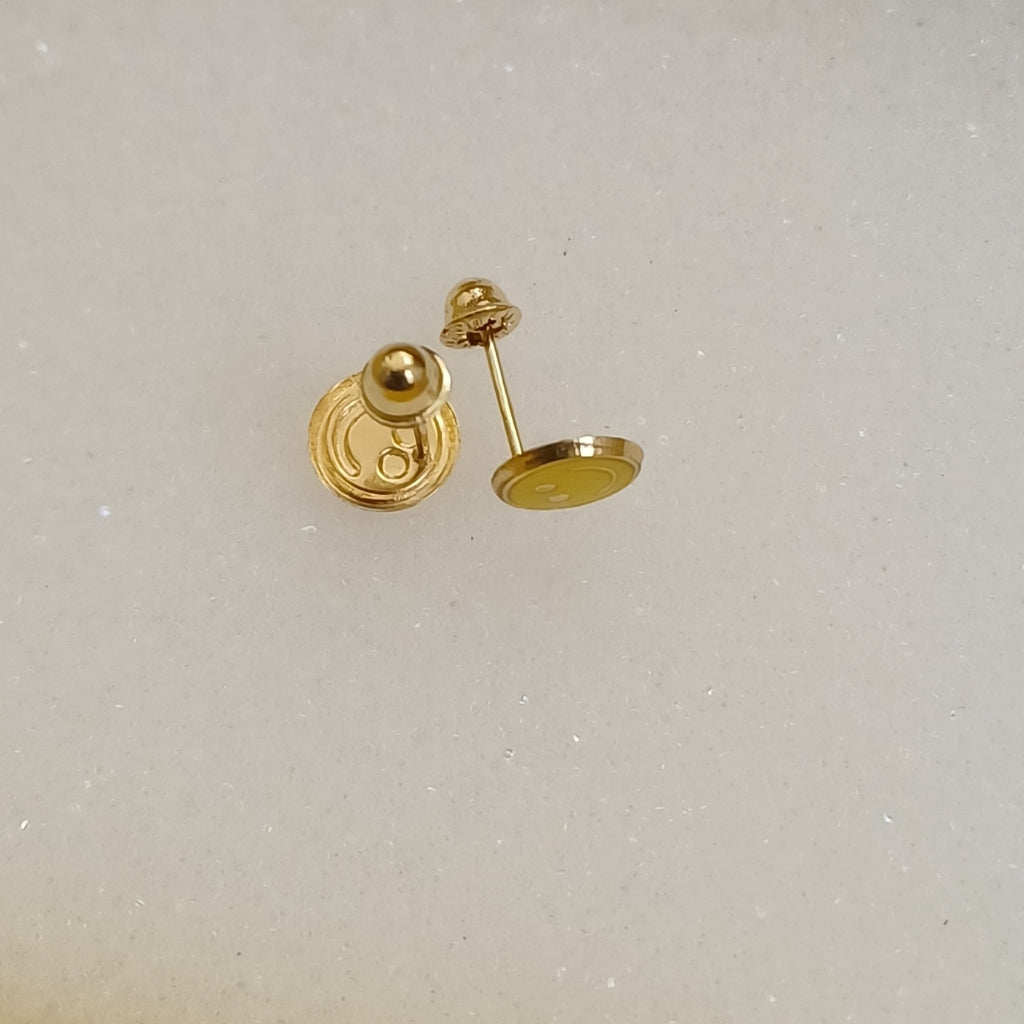 BROQUELES BROQUEL FIG SONRISA ESMALTE AMARILLO 14K 0.2074 GR (NUEVO)