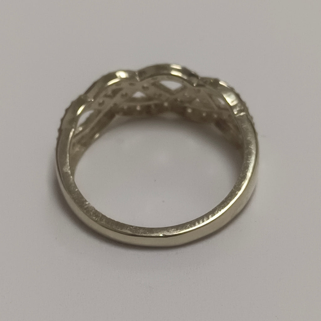 ANILLOS TRENZADO CON CIRCONIAS 14K TALLA 7 2.5 GR (NUEVO)