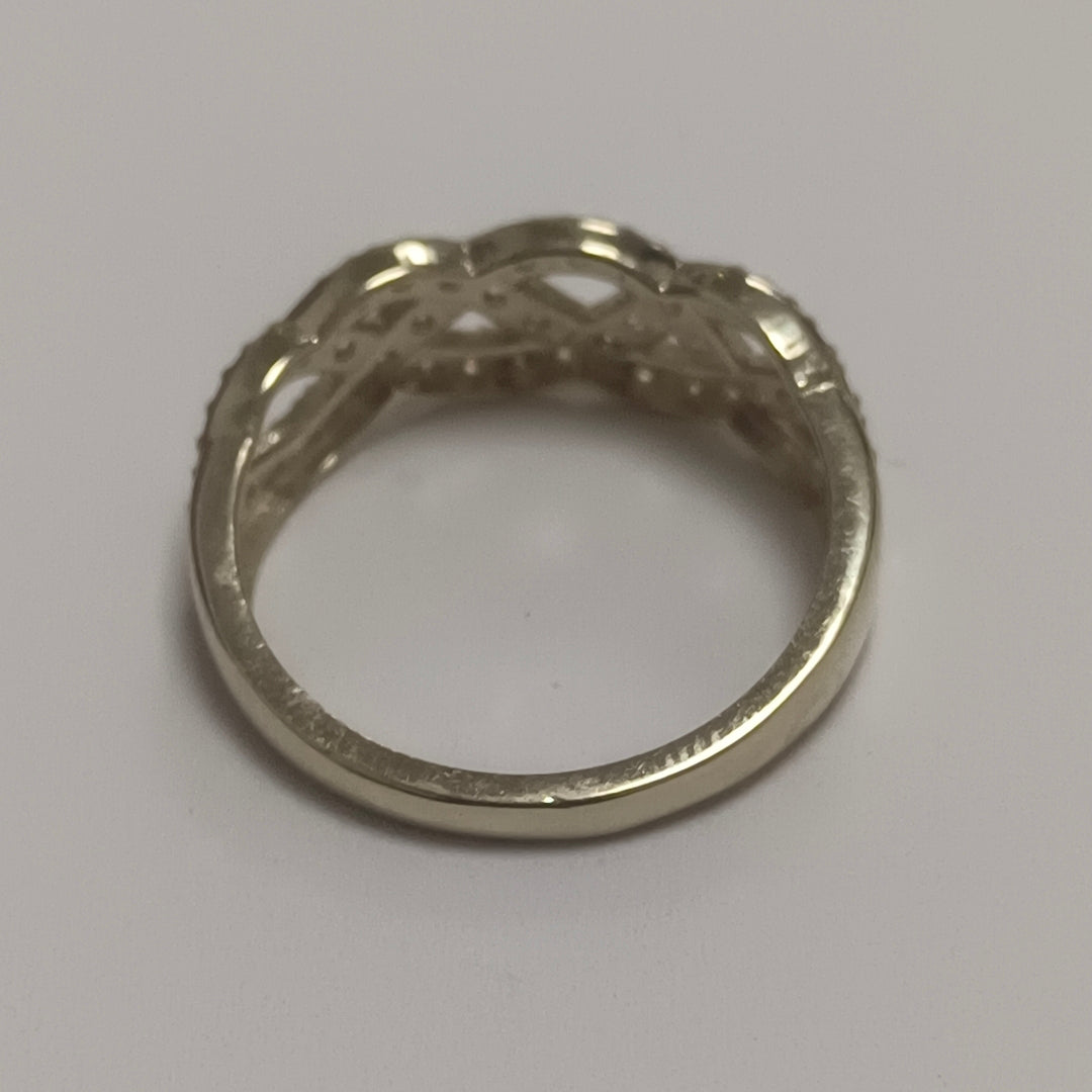 ANILLOS TRENZADO CON CIRCONIAS 14K TALLA 7 2.5 GR (NUEVO)