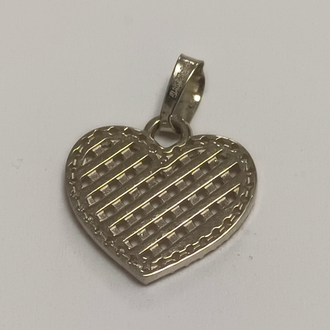 DIJE TEJIDO CORAZON CON CERCO DE CIRCONIAS 14K 1.2 GR (NUEVO)