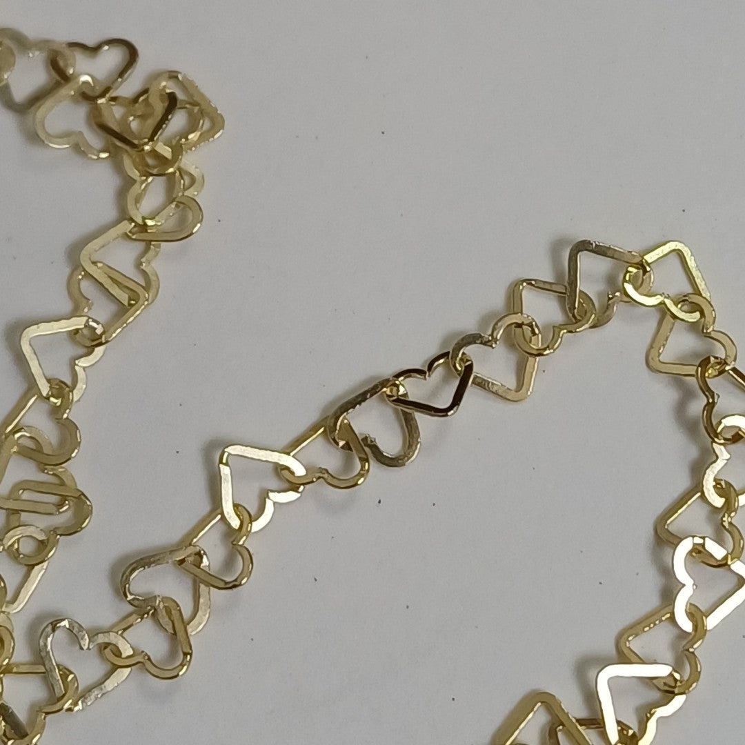 CADENAS TEJIDO CORAZONES ORO 10K 50 CM 2.5 GR (NUEVO)