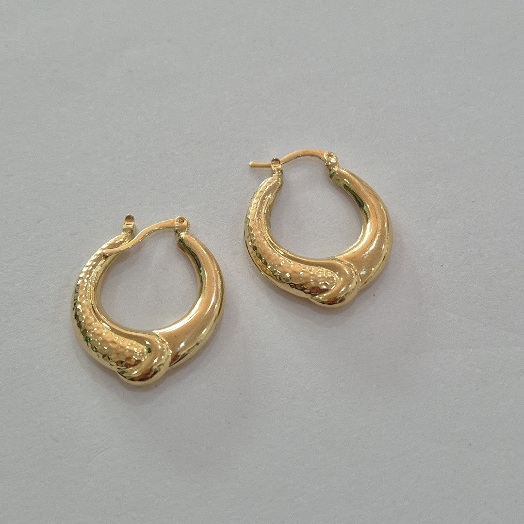 ARETES ARRACADAS ENTRELAZADAS 14K 2.5 GR (NUEVO)