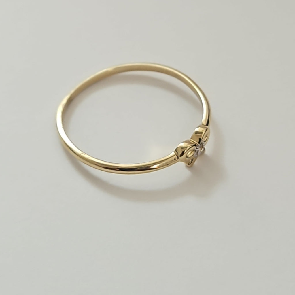 ANILLO ANILLITO FIG MOÑO C CIRCONIAS 14K 8 TALLA 1 GR (NUEVO)