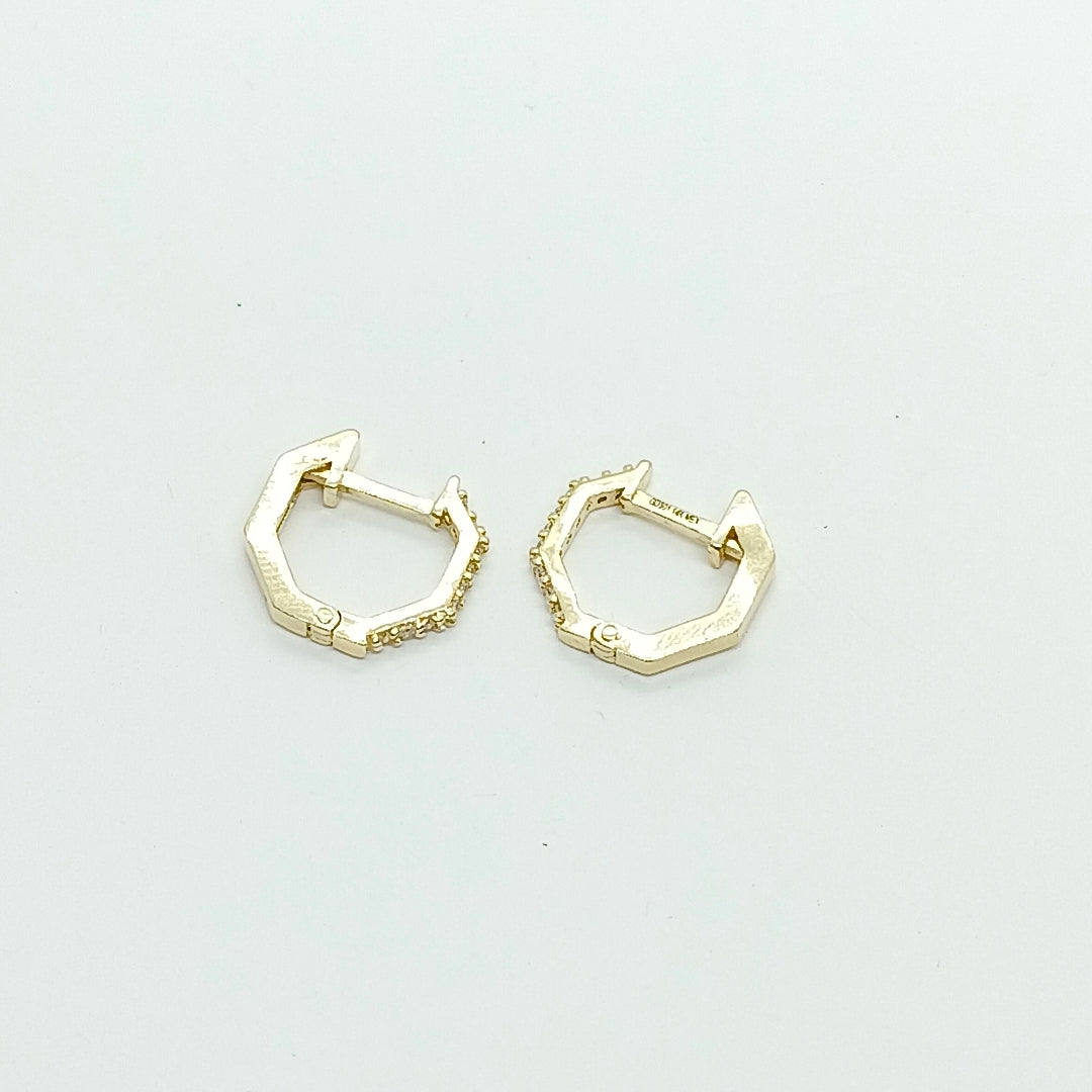 ARETES HUGGIES C CIRCONIAS 14K 1.6 GR (NUEVO)