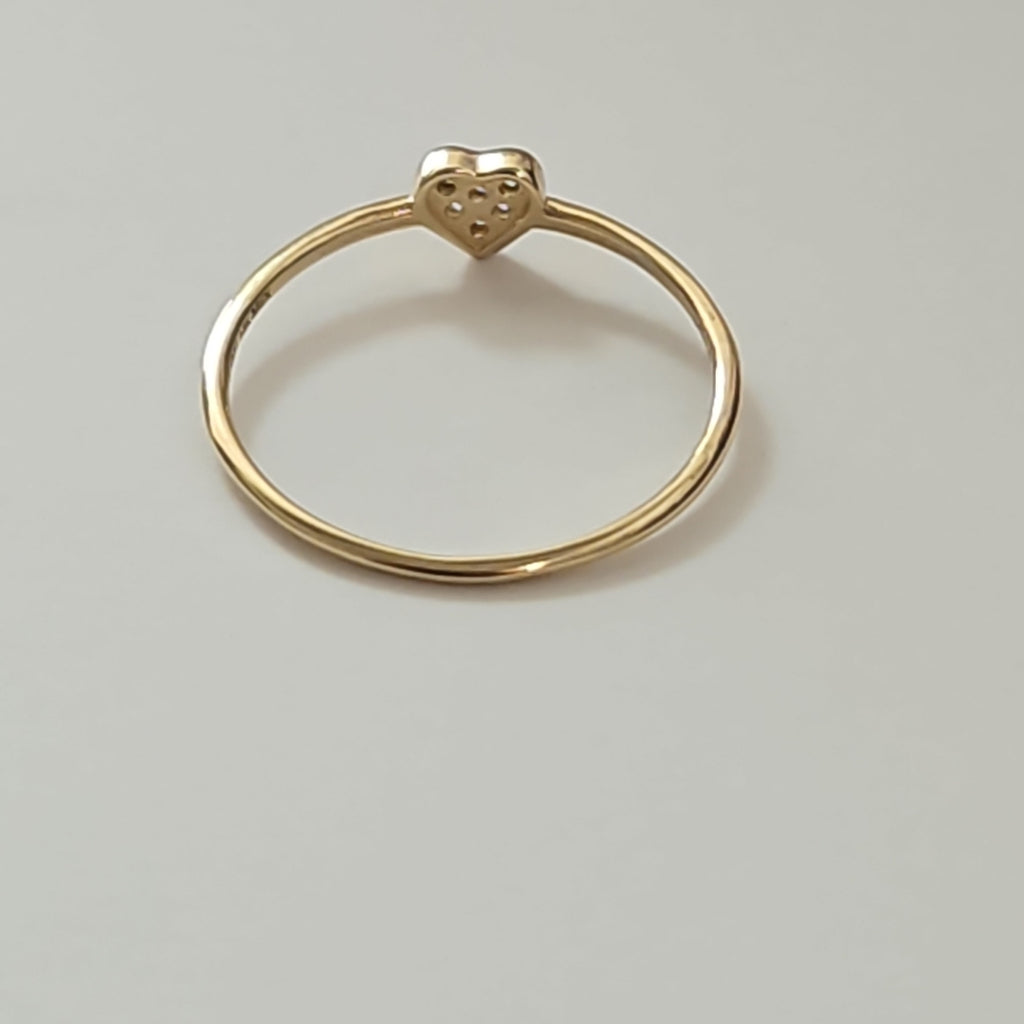 ANILLO ANILLITO CORAZON C CIRCONIA 14K 7 TALLA 0.8 GR (NUEVO)