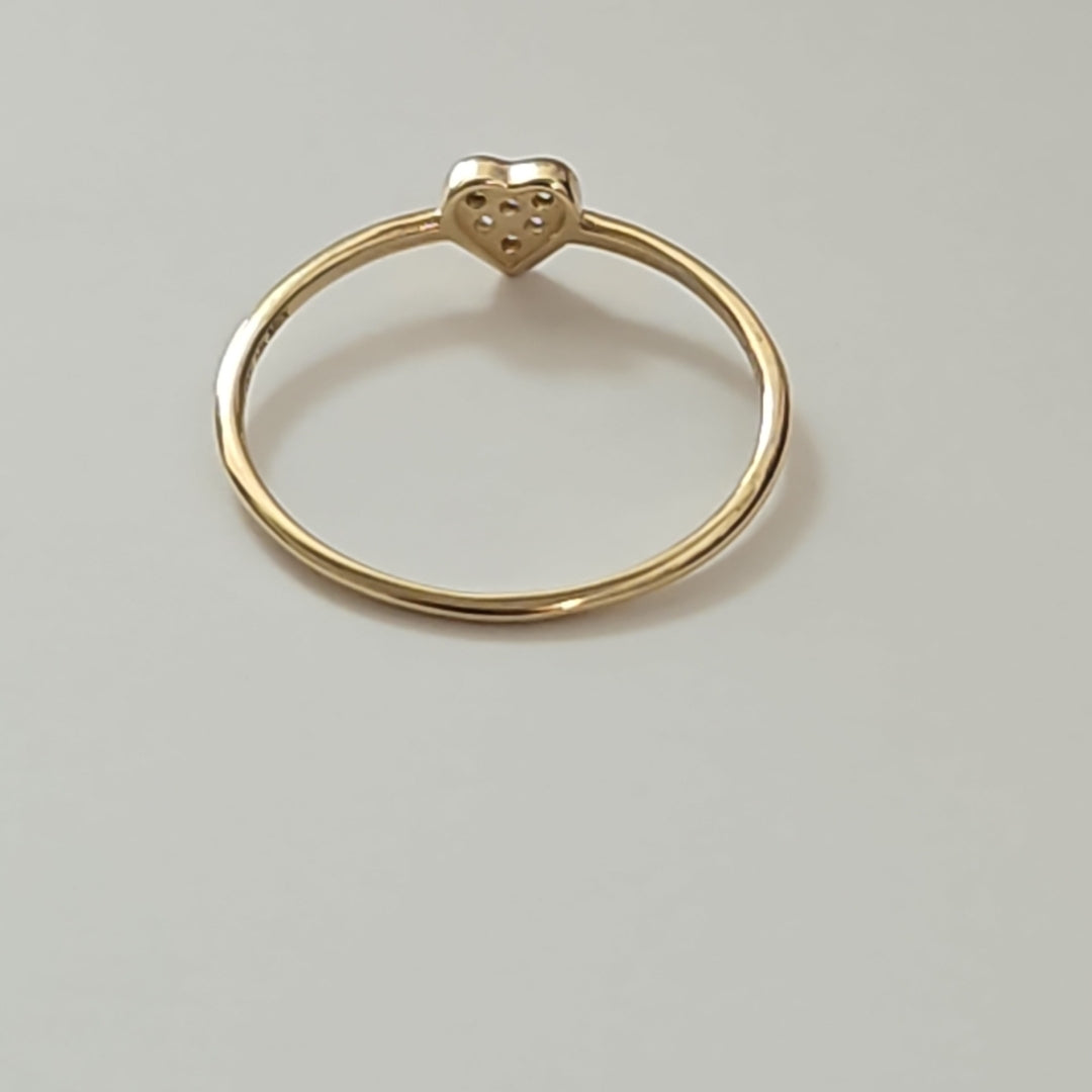 ANILLO ANILLITO CORAZON C CIRCONIA 14K 7 TALLA 0.8 GR (NUEVO)