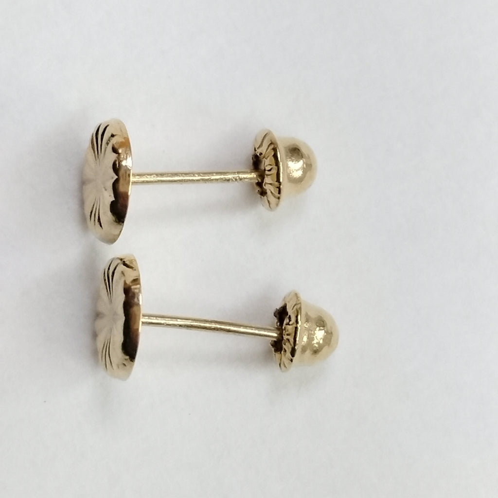 BROQUELES BROQUEL FIG BOTON RAYADO 14K 0.1577 GR (NUEVO)
