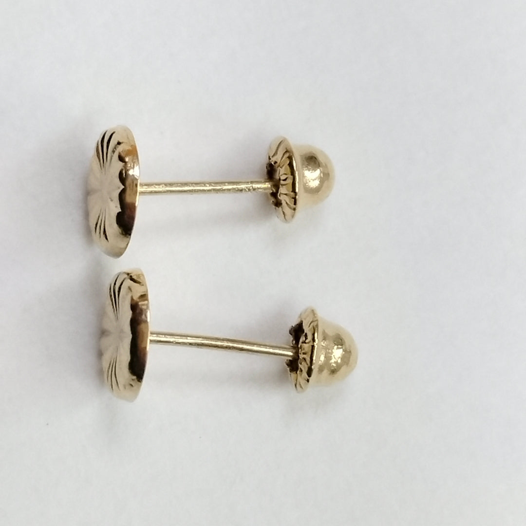 BROQUELES BROQUEL FIG BOTON RAYADO 14K 0.1577 GR (NUEVO)