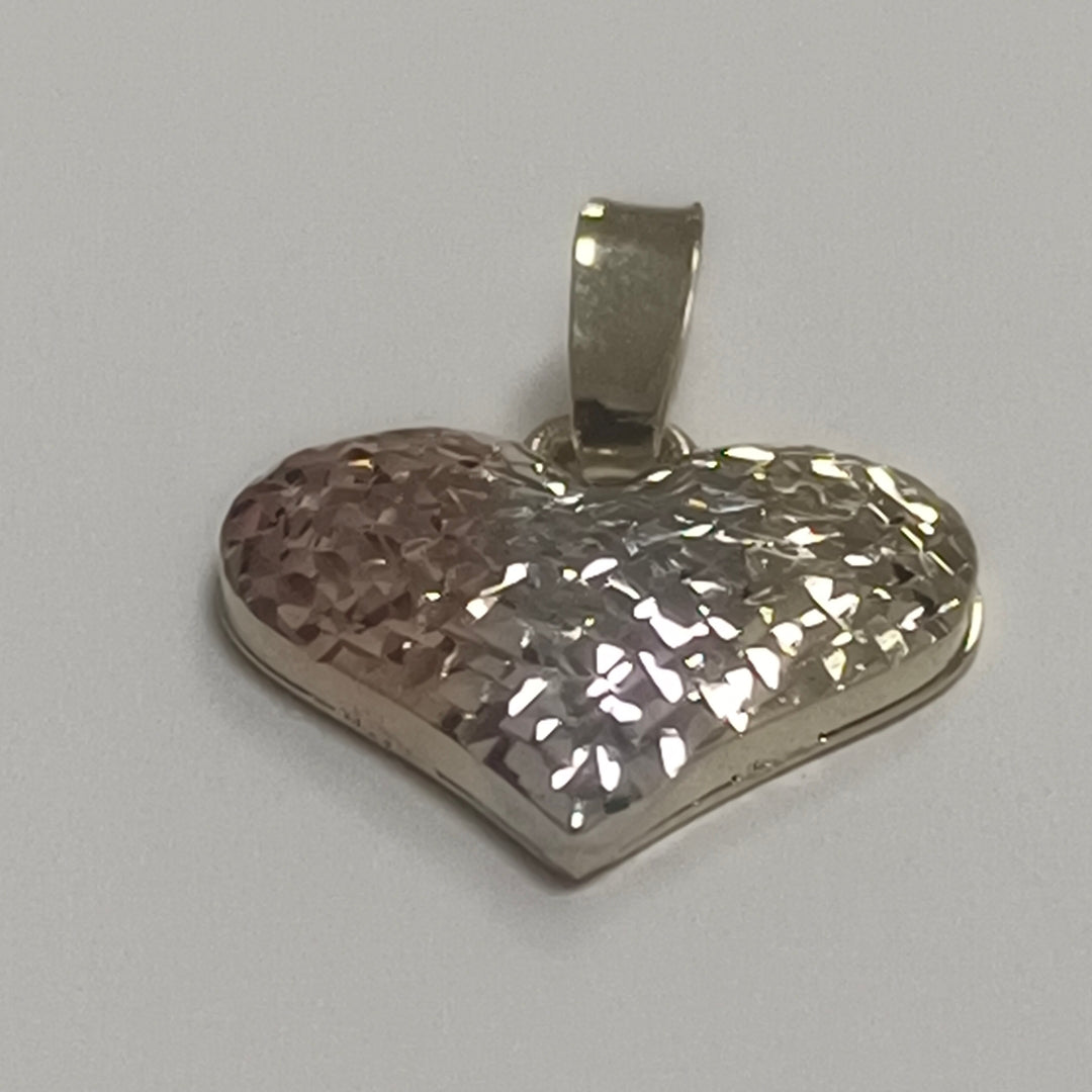 DIJE TEJIDO CORAZON LABRADO COMBINADO 14K 1.2 GR (NUEVO)