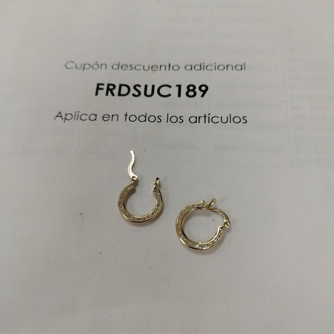 ARETES ARRACADAS CON CIRCONIAS 14K 2.3 GR (NUEVO)