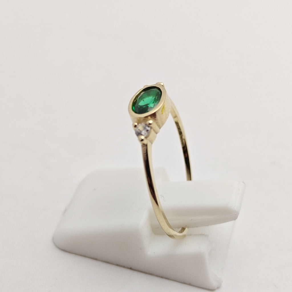 ANILLOS TEJIDO ANILLITO C CIRCONIAS Y PIEDRA VERDE 14K 7 1.1 GR (NUEVO)