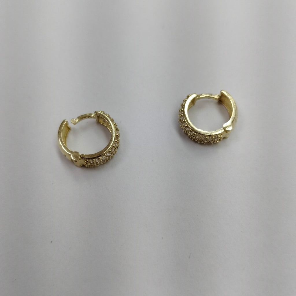 ARETES HUGGIE CON CIRCONIAS 14K 2.1 GR (NUEVO)