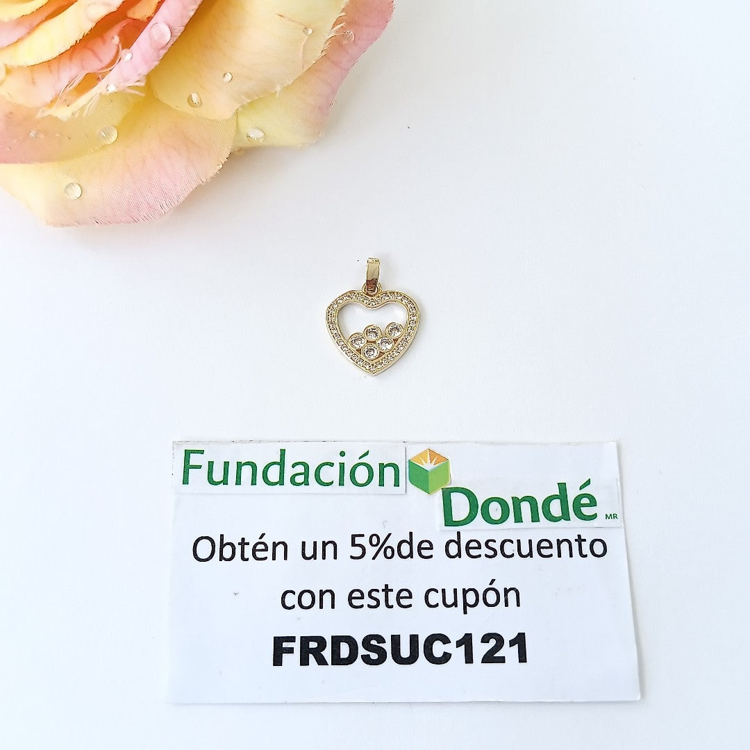 DIJE CORAZON CON CIRCONIAS 14K 1.7 GR (NUEVO)