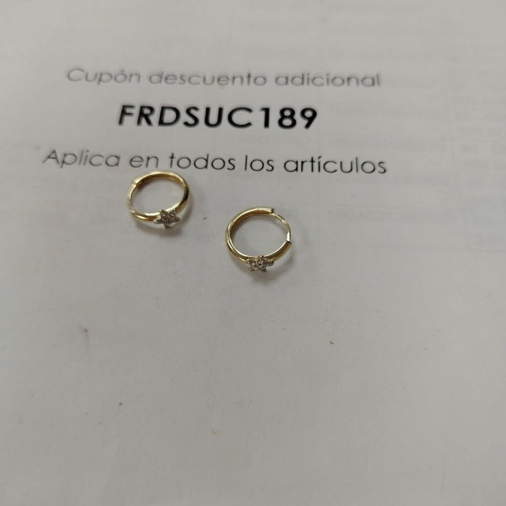 ARETES ARRACADAS FIG ESTRELLA CIRCONIAS 10K 1.7 GR (NUEVO)