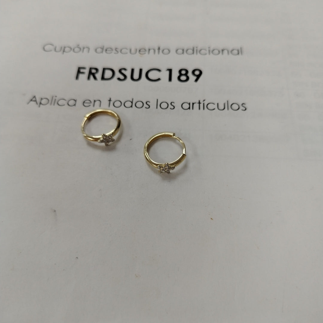 ARETES ARRACADAS FIG ESTRELLA CIRCONIAS 10K 1.7 GR (NUEVO)