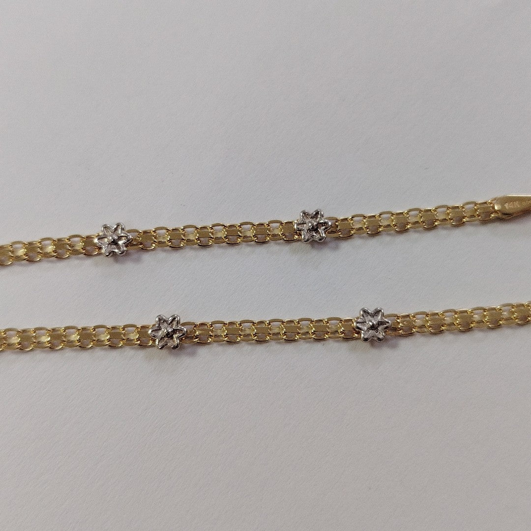 PULSERA ESPECIAL C FLORES 14K 18 CM 3 GR (NUEVO)