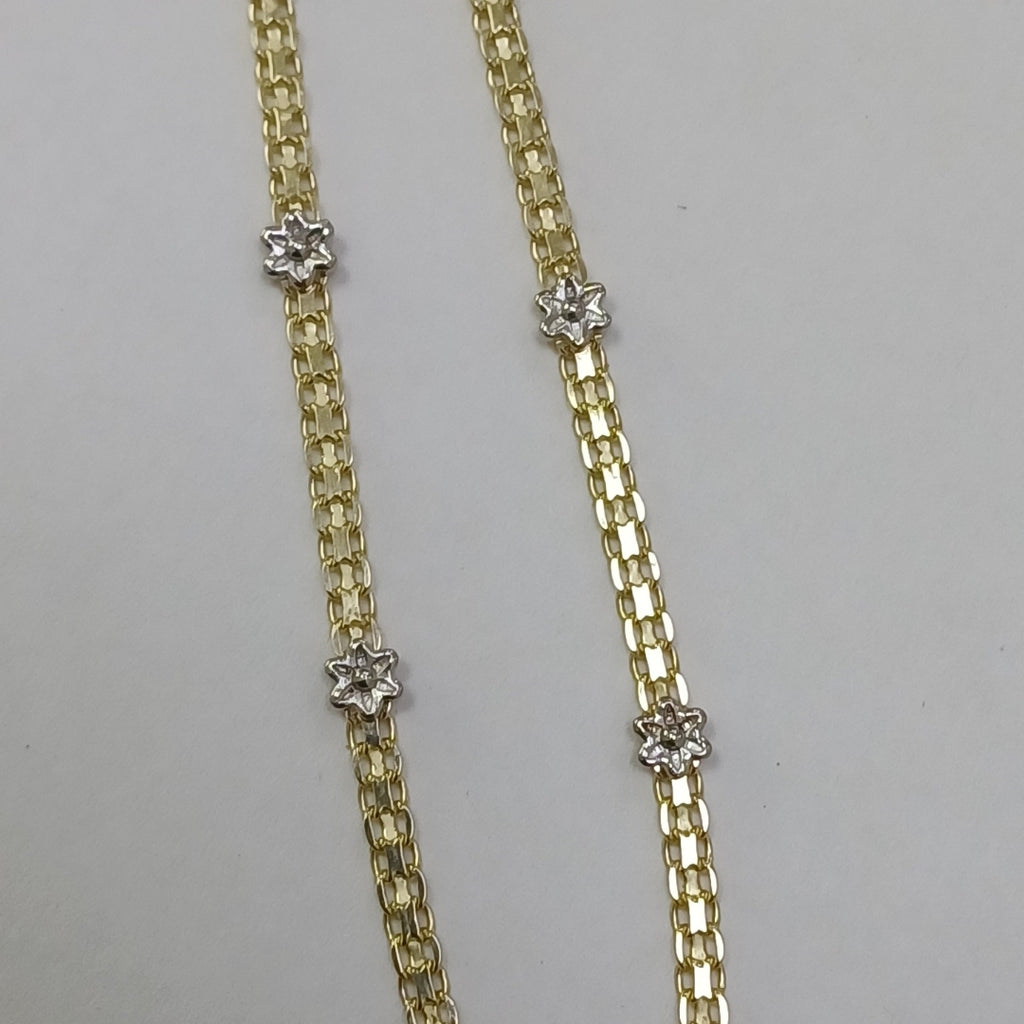 PULSERA ESPECIAL C FLORES 14K 18 CM 3 GR (NUEVO)