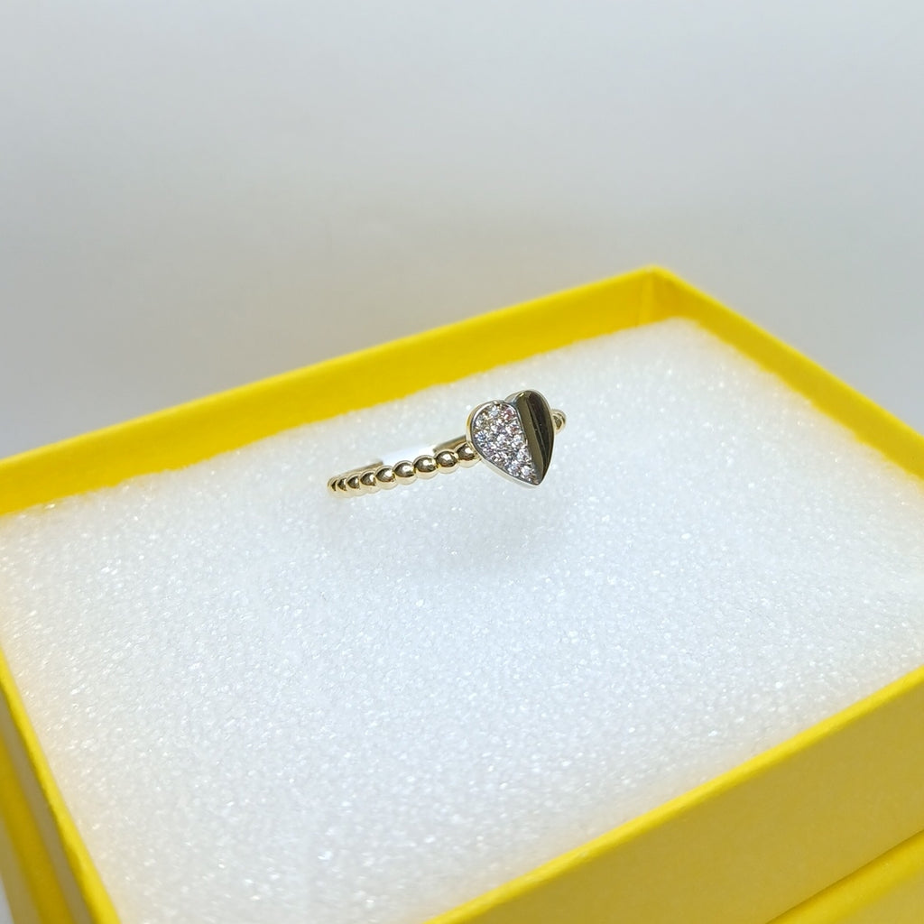 ANILLO ANILLITO FIG CORAZON C CIRCONIAS 14K 7 TALLA 1.5 GR (NUEVO)