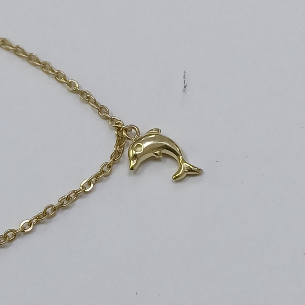 PULSERA ESPECIAL CON DIJES DELFINES 10K 18 CM 2 GR (NUEVO)