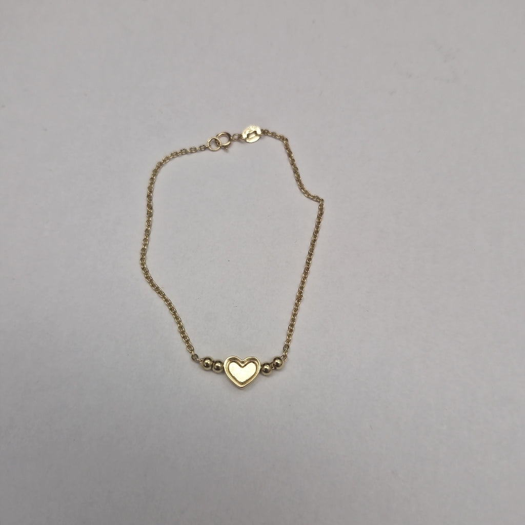 PULSERA TEJIDO ESPECIAL C CORAZON ROJO 14K 18 CM 1.9 GR (NUEVO)