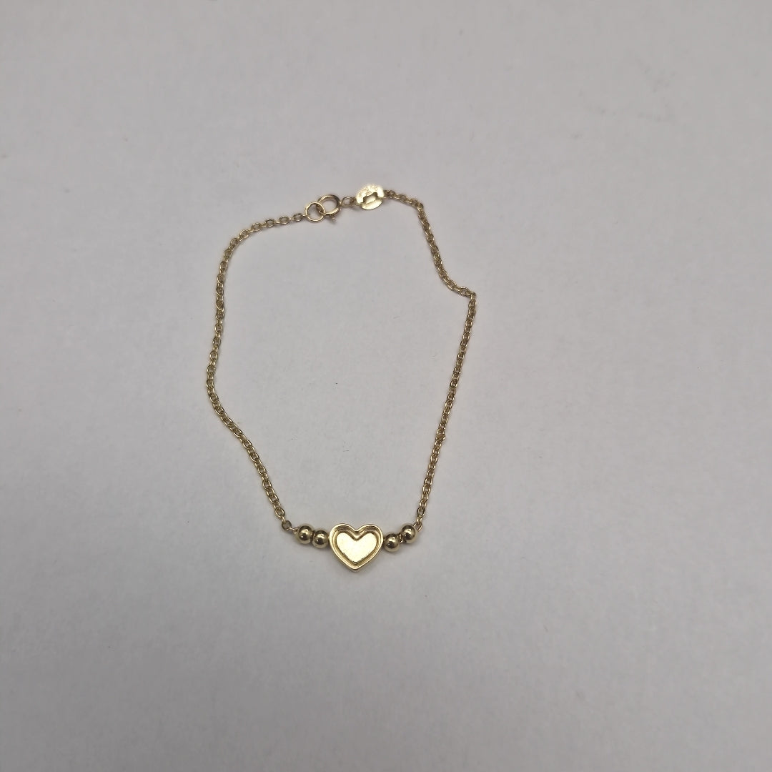 PULSERA TEJIDO ESPECIAL C CORAZON ROJO 14K 18 CM 1.9 GR (NUEVO)