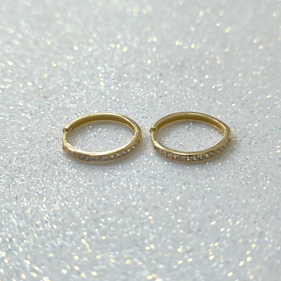 ARETES ARRACADAS C CIRCONIAS 14K 2 GR (NUEVO)