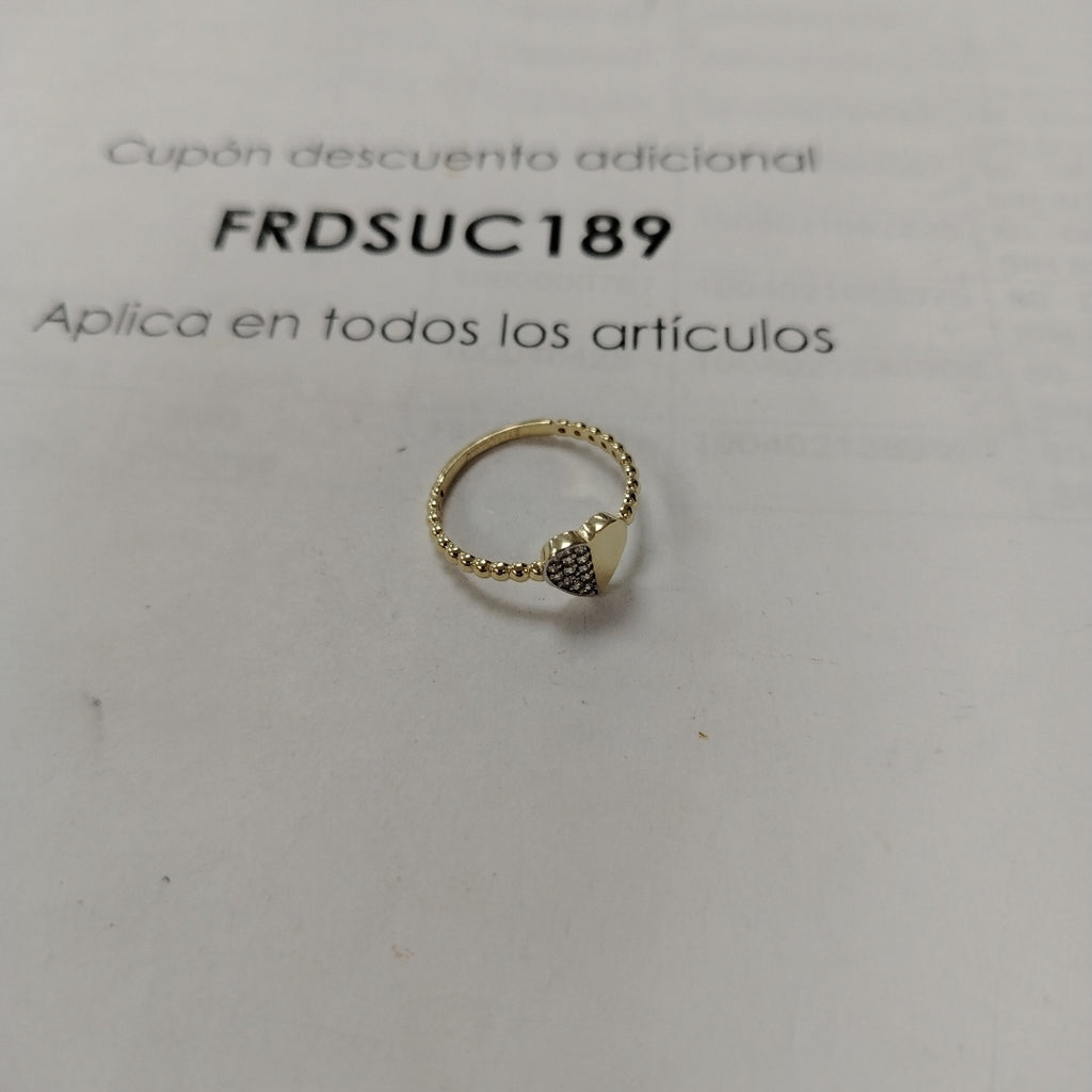 ANILLO ANILLITO FIG CORAZON C CIRCONIAS 14K 7 TALLA 1.6 GR (NUEVO)