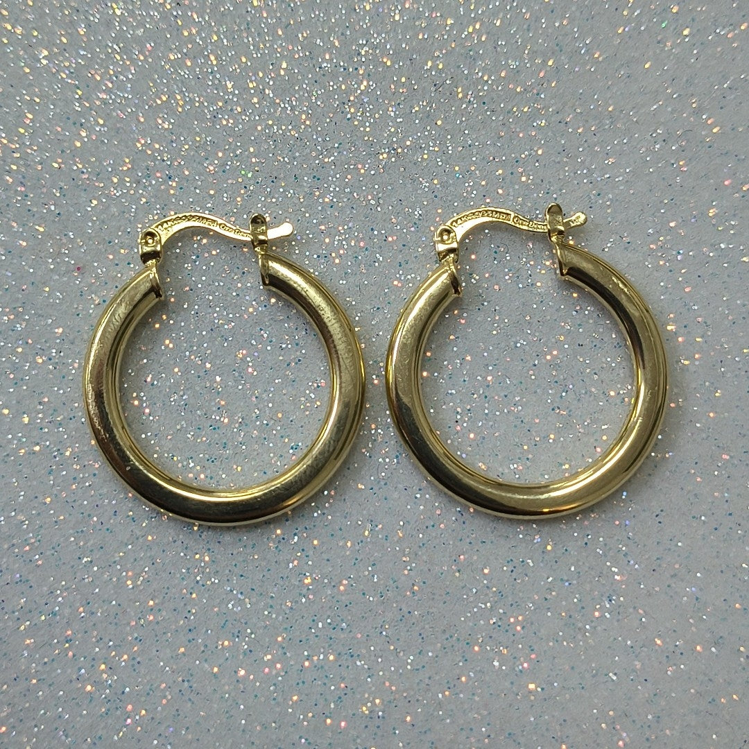 ARETES TEJIDO ARRACADA LISA 14K 2 GR (NUEVO)