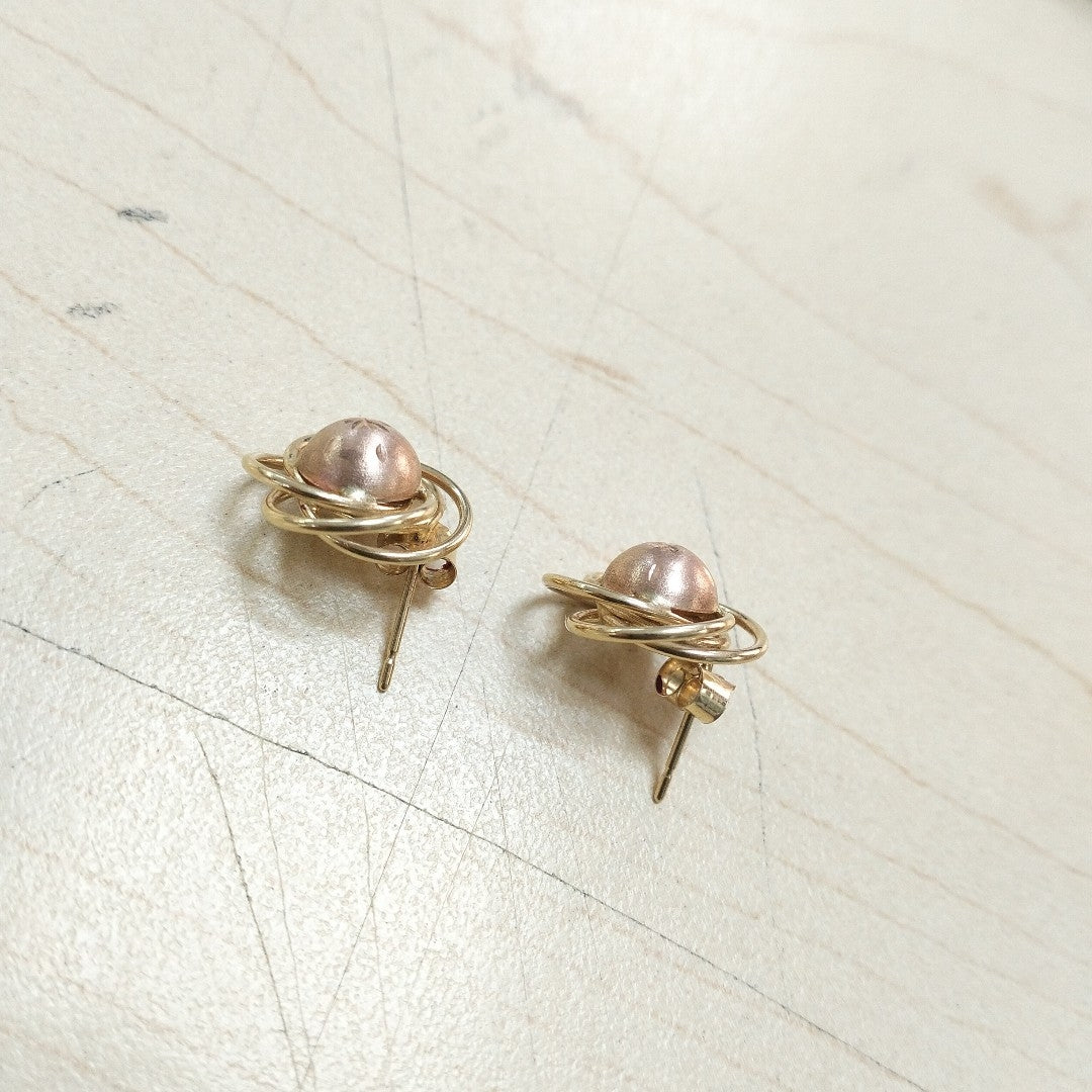 ARETES PAR ORO COMBINADO 14 K 2,00 GRMS (SEMINUEVO)