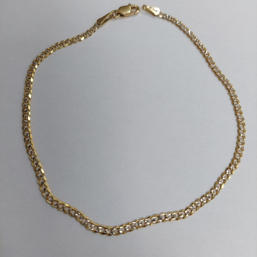 PULSERAS BARBADA DIAMANTADA ORO 14K 18 CM 2.5 GR (NUEVO)