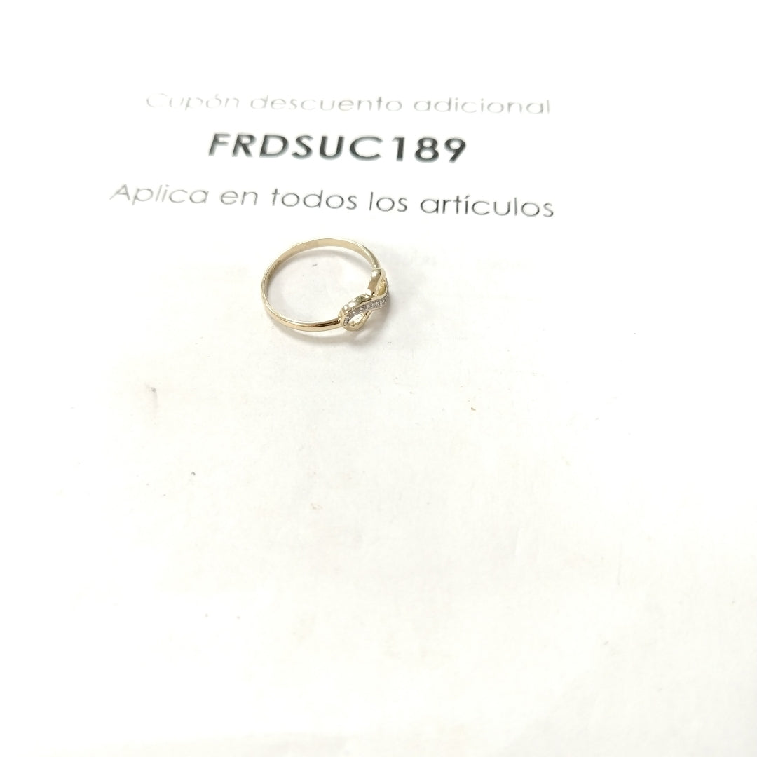 ANILLO ANILLITO FIG INFINITO C CIRCONIAS 14K 9 TALLA 1.9 GR (NUEVO)