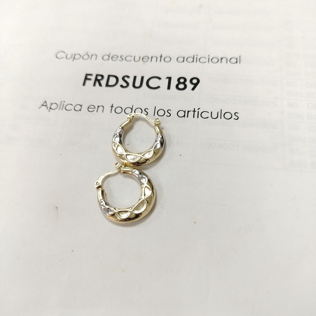 ARETES ARRACADAS COMBINADAS CON INFINITO 14K 2.1 GR (NUEVO)