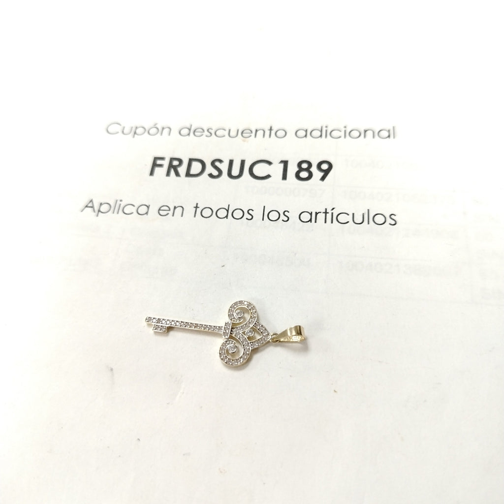 DIJE LLAVE C CIRCONIAS 14K 1.6 GR (NUEVO)
