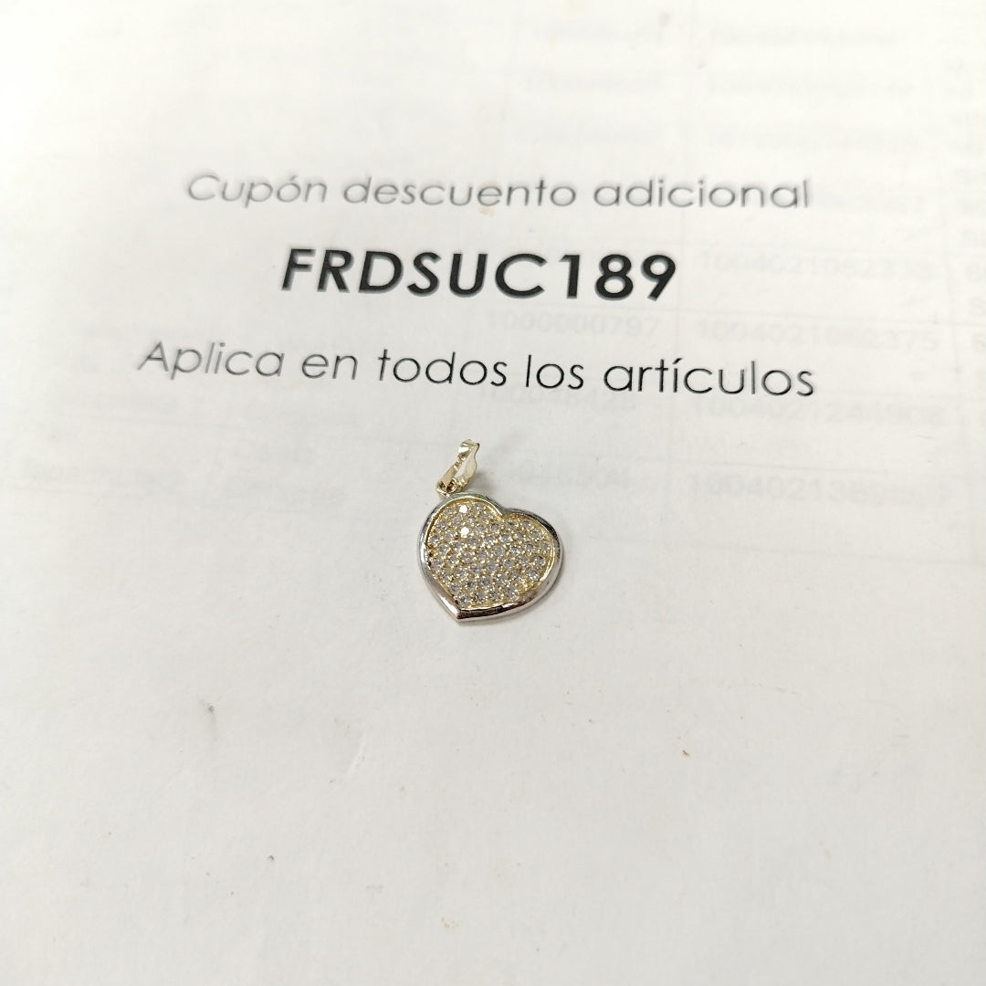 DIJE CORAZON CON CIRCONIAS 14K 1.8 GR (NUEVO)